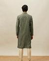 alt message - Manyavar Men Sage Green Diamond Patterned Kurta Set image number 5