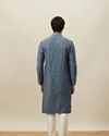 Manyavar Men Slate Blue Self Patterend Kurta Set