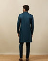 alt message - Manyavar Men Peacock Blue Achkan Style Indo Western Set image number 4