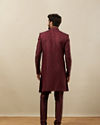 Manyavar Men Cabernet Red Achkan Style Indo Western Set