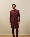 Manyavar Men Cabernet Red Achkan Style Indo Western Set