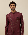 Cabernet Red Achkan Style Indo Western Set