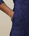 Manyavar Men Midnight Sapphire Blue Self Patterned Kurta Set
