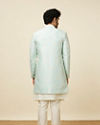 Manyavar Men Fair Aqua Blue Floral Patterned Indo Western Set