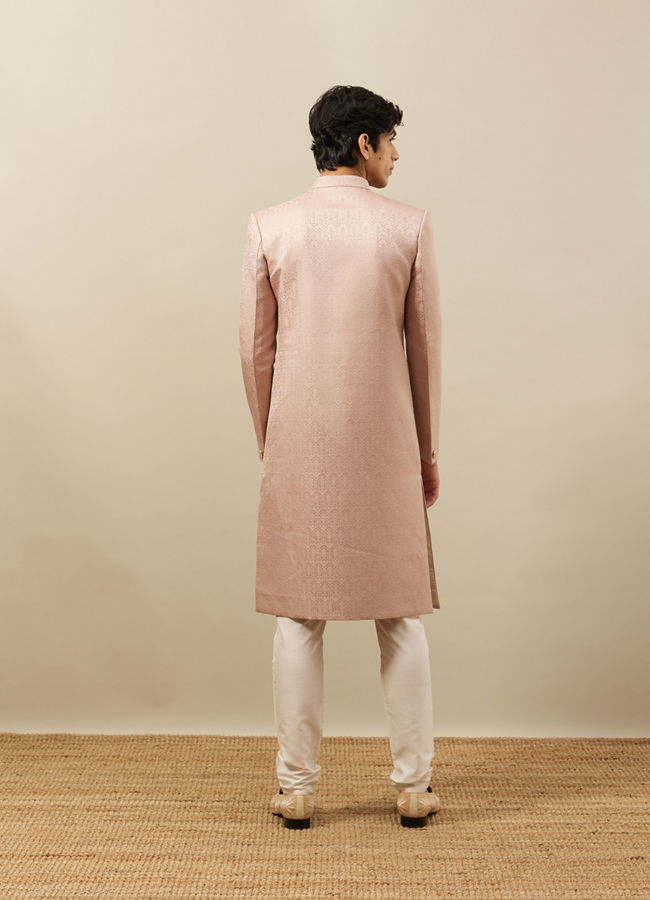 alt message - Manyavar Men Rosewater Pink Medallion Patterned Sherwani Set image number 4