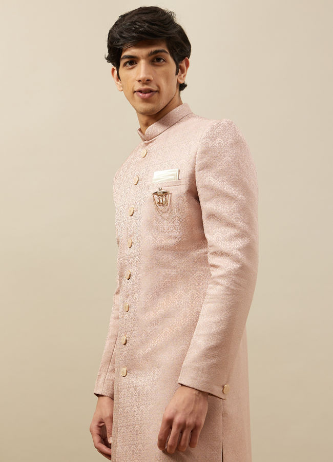 Rose Pink Self Design Sherwani image number 0