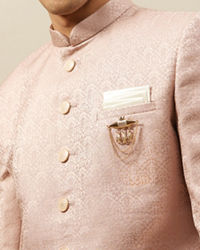 Manyavar Men Rosewater Pink Medallion Patterned Sherwani Set