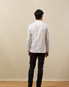 Manyavar Men Pearl White Self Printed Short Kurta