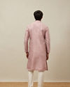 Manyavar Men Quartz Pink Grid Patterned Kurta Set