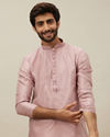 Quartz Pink Grid Patterned Kurta Set
