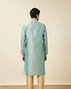 Manyavar Men Fair Aqua Blue Jaal Patterned Kurta Set