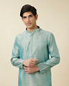 Fair Aqua Blue Jaal Patterned Kurta Set