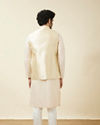 Manyavar Men Pearled Ivory White Buta Patterned Jacket