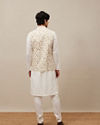Manyavar Men Ivory White Floral Printed Jacket