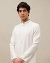 alt message - Manyavar Men Pristine White Bandhgala Style Kurta Set image number 0