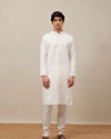 alt message - Manyavar Men Pristine White Bandhgala Style Kurta Set image number 2