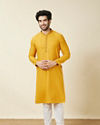 alt message - Manyavar Men Amber Orange Embroidered Bandhgala Kurta Set image number 2