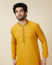 Manyavar Men Amber Orange Embroidered Bandhgala Kurta Set