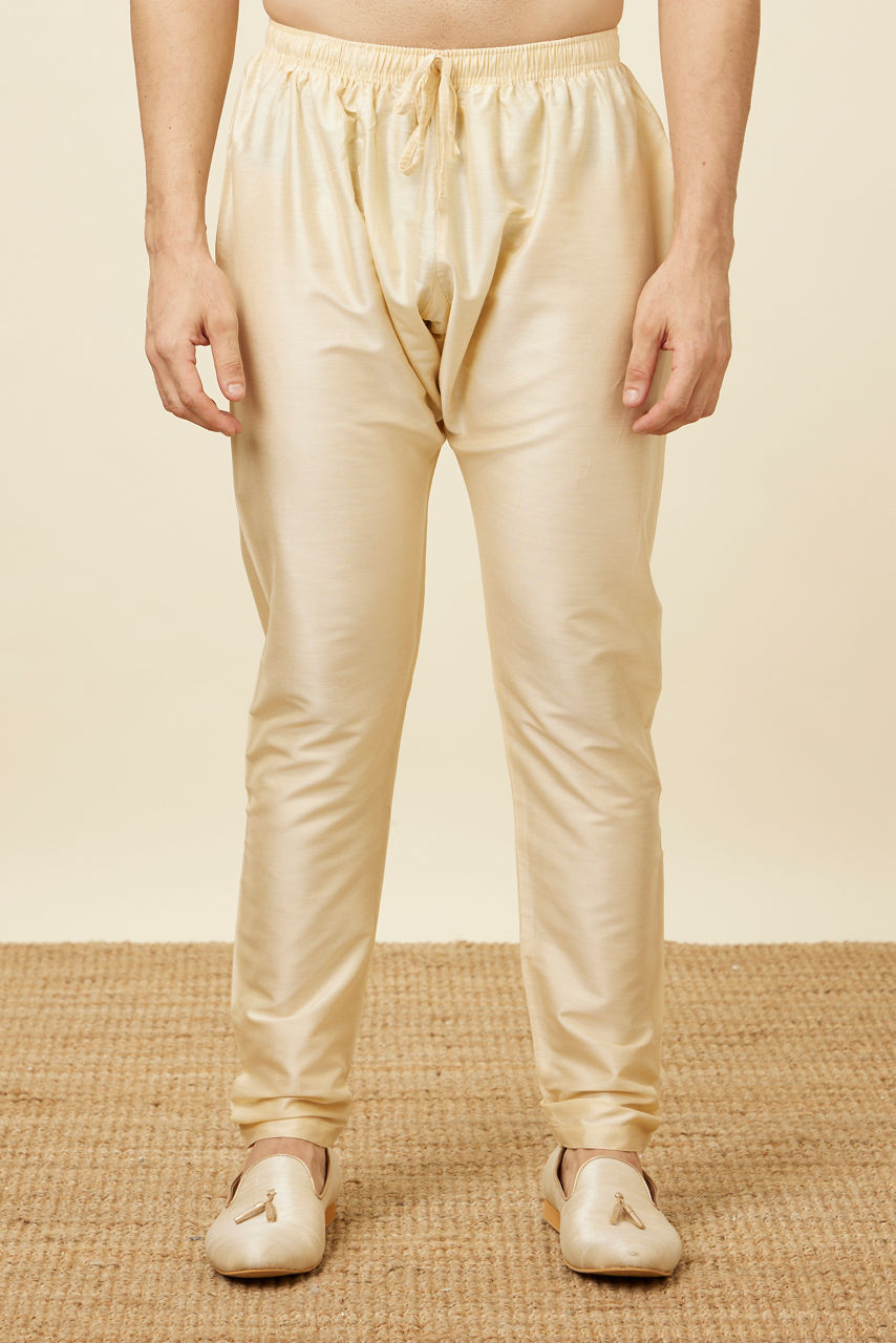 Manyavar Men Crayola Yellow Floral Chikankari Embroidered Kurta Set