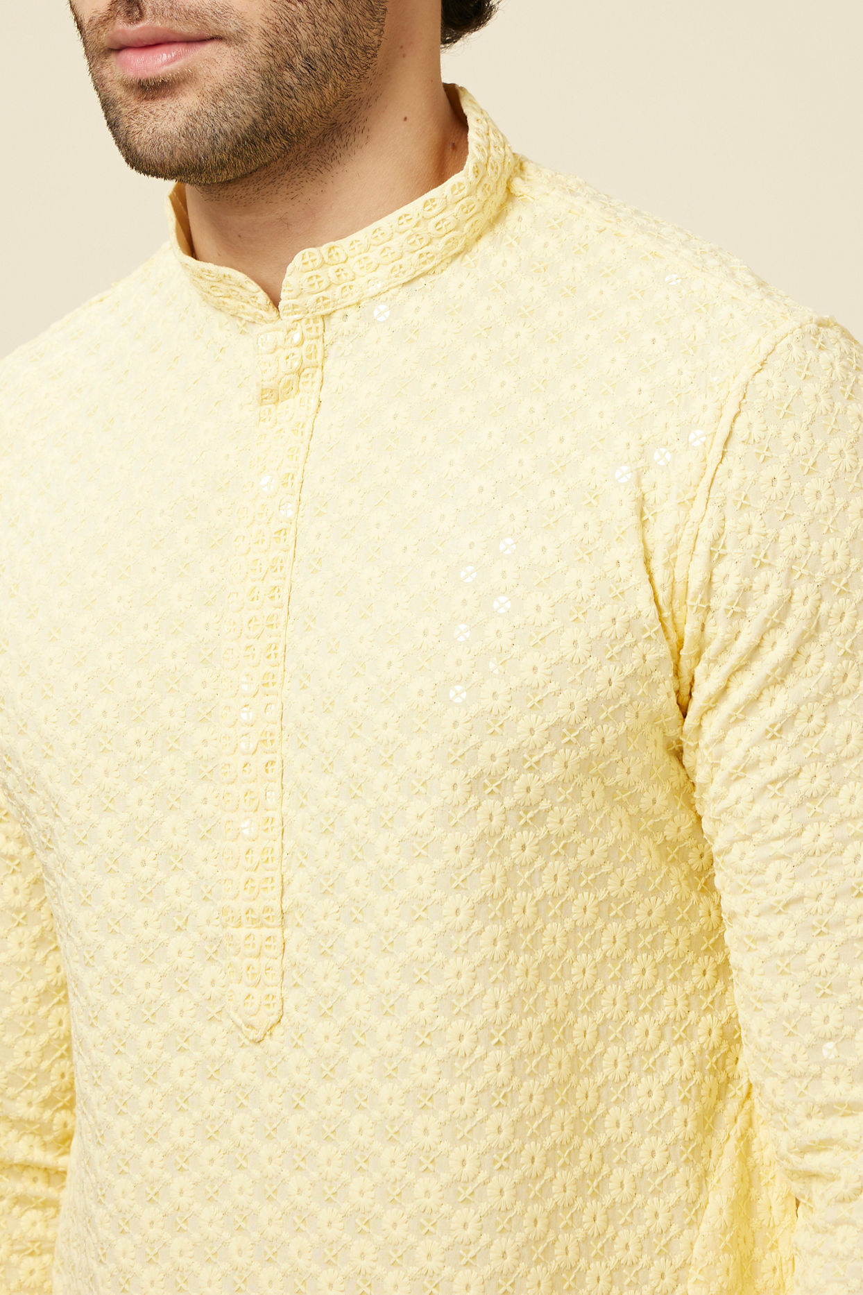 Buy Lime Yellow Chikankari Kurta Set Online in India Manyavar Kurta