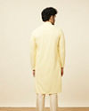 alt message - Manyavar Men Crayola Yellow Floral Chikankari Embroidered Kurta Set image number 5