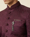 Manyavar Men Windsor Wine Floral Patterned Indo Western Set