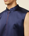 Manyavar Men Royal Blue Bel Buti Patterned Indo Western Set