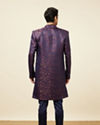 alt message - Manyavar Men Royal Blue Bel Buti Patterned Indo Western Set image number 5