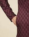 Manyavar Men Windsor Wine Kurta Set with Ogee Floral Prints