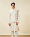Manyavar Men Cannoli Cream Bel Buti Patterned Jacket