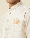 Manyavar Men Cannoli Cream Bel Buti Patterned Jacket