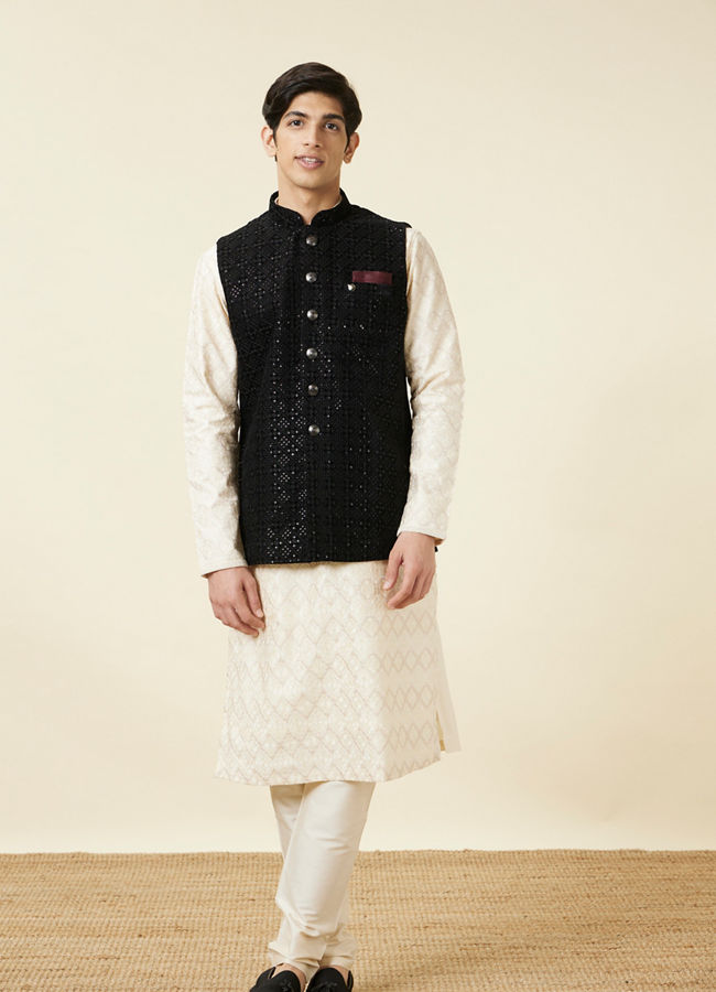 Buy Twilight Black Sequined Jacket Online in India Manyavar Nehru
