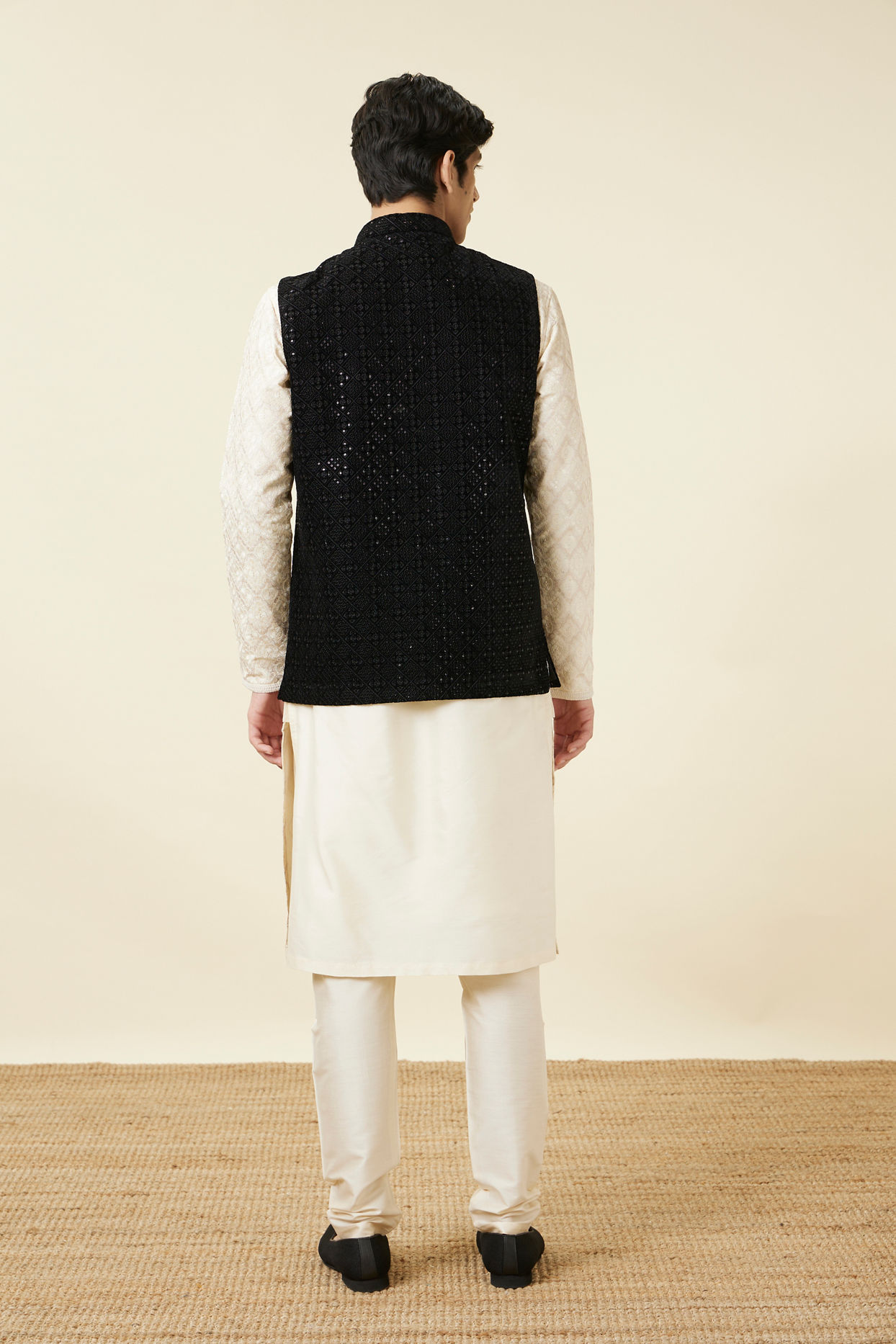 Buy Twilight Black Sequined Jacket Online in India Manyavar Nehru