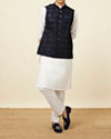 Manyavar Men Navy Blue Embroidered Sequinned Jacket