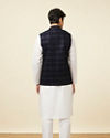 alt message - Manyavar Men Navy Blue Embroidered Sequinned Jacket image number 3