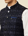 Manyavar Men Navy Blue Embroidered Sequinned Jacket