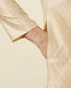 Manyavar Men Sand Beige Leaf Patterned Kurta Set