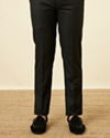 Manyavar Men Midnight Black Grid Patterned Sequined Suit