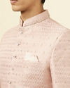 alt message - Manyavar Men Cream Pink Ogee Patterned Suit image number 1