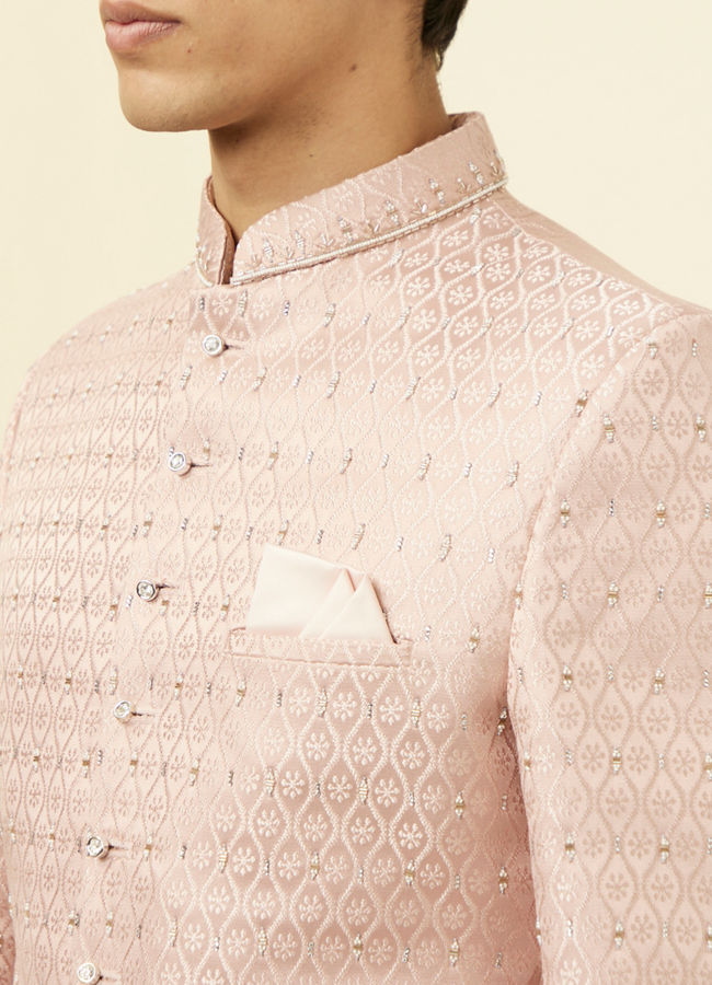 Light Pink Stone Embellished Jodhpuri Suit image number 1