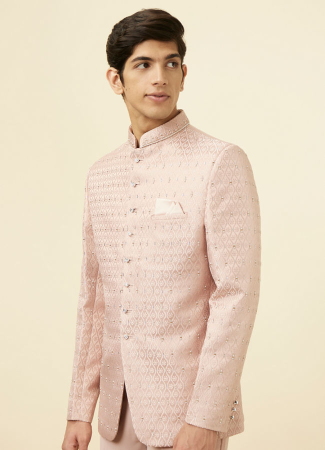 Cream Pink Ogee Patterned Suit image number 0