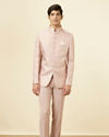 alt message - Manyavar Men Cream Pink Ogee Patterned Suit image number 2