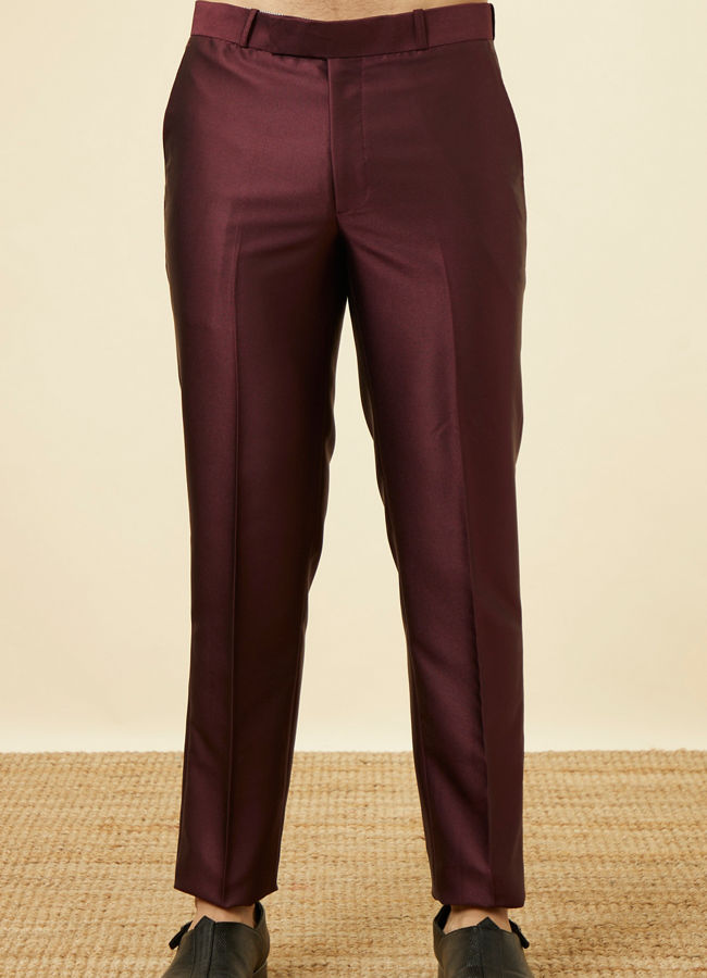 Manyavar Men Windsor Wine Ogee Patterned Suit