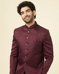 Manyavar Men Windsor Wine Ogee Patterned Suit