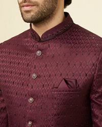 Manyavar Men Windsor Wine Ogee Patterned Suit