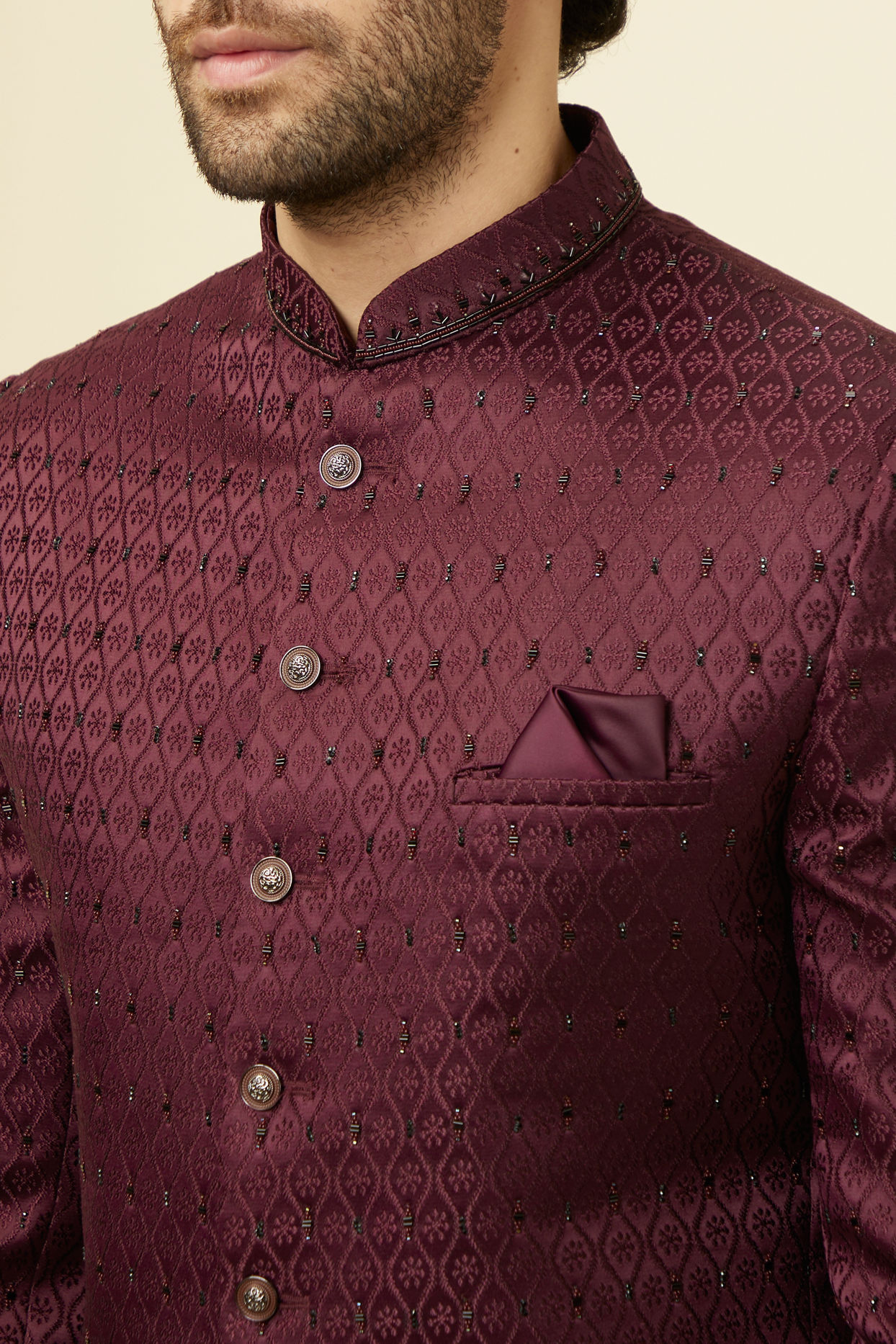 Wine Stone Embellished Jodhpuri Suit image number 1
