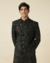 Dark Green Angrakha Style Indo Western Jacket with Asymetric Hem image number 0
