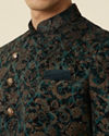 Dark Green Angrakha Style Indo Western Jacket with Asymetric Hem image number 1