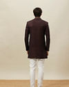 Manyavar Men Deep Mahogany Brown Geometric Patterned Indo Jacket image number 3