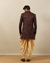 alt message - Manyavar Men Windsor Wine Angrakha Style Indo Western Set image number 4